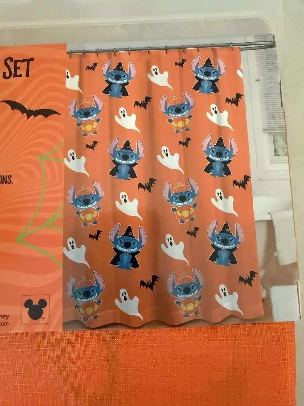 Disney Lilo & Stitch 13-Piece Halloween Shower Curtain Set with Metal  Hooks